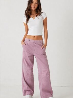 Silence + Noise Lilac Parachute Pants Sz 4 Y2K Utility Cargo Nylon Wide Leg